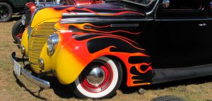 front of a hot rod